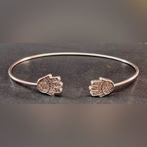 2 crystal hamsa hands/hands of Fatima 925 cuff bracelet protection & luck